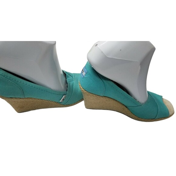 Toms Aqua Wedge Slip on Espadrilles Size 7.5 - Picture 2 of 6